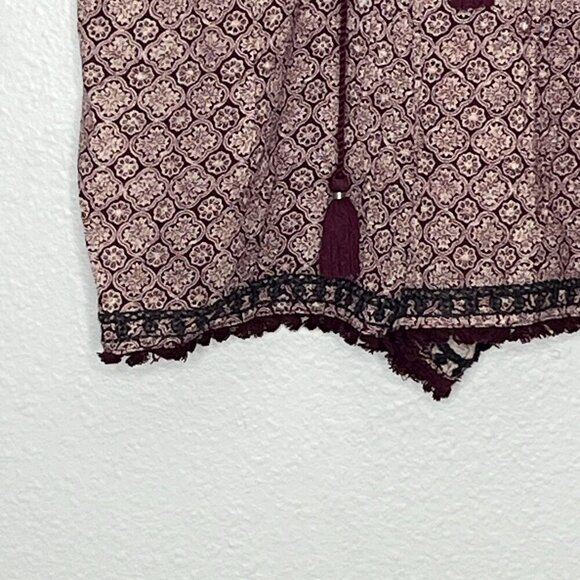 American‎ Eagle Outfitters Boho Romper Mauve Black Cotton Blend Medium - Picture 6 of 8